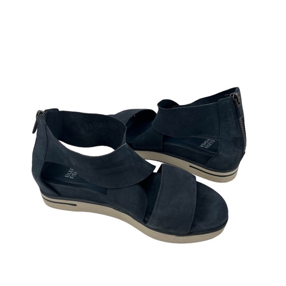 Eileen Fisher Sport Blue Open Toe Crisscross Strap Sandals Size 7 1/2 Women’s - Picture 1 of 11